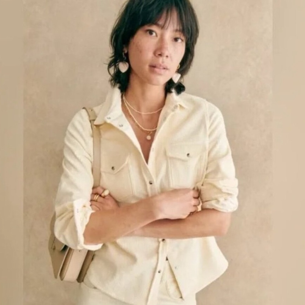 Sezane Rayanna shirt corduroy ecru size 2